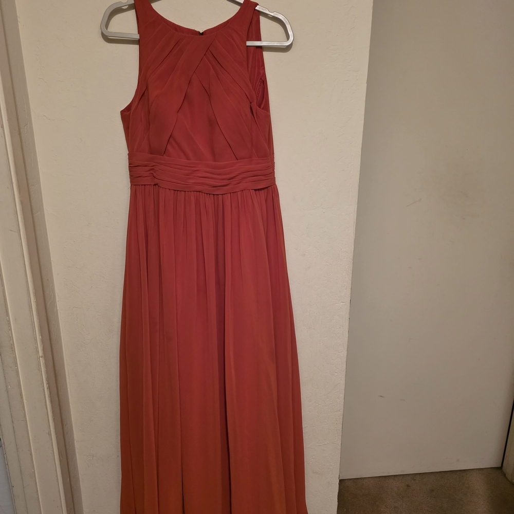 Azazie Rust Chiffon Sleeveless Chiffon Bridesmaid Formal Gown Regular Size A10